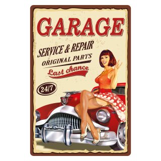 Blechschild "Garage Service Repair" 30 x 40 cm Pinup Schild Werkstatt