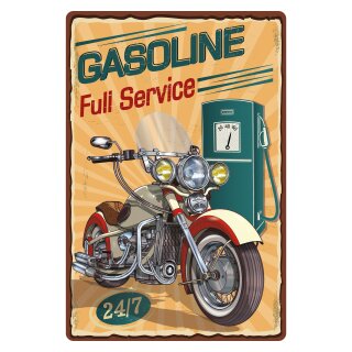 Blechschild "Gasoline Full Service 24/7" 30 x 40 cm Dekoschild Tankstelle