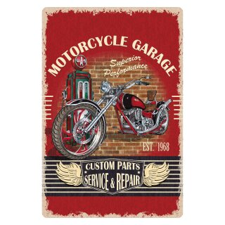 Blechschild "Motorcycle Garage Service" 30 x 40 cm Dekoschild Motorradwerkstatt