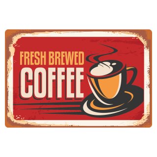 Blechschild "Coffee fresh brewed" 40 x 30 cm Dekoschild Kaffee