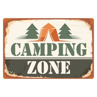Blechschild "Camping Zone Zelten" 40 x 30 cm Dekoschild Campingplatz