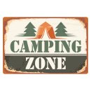 Blechschild "Camping Zone Zelten" 40 x 30 cm...
