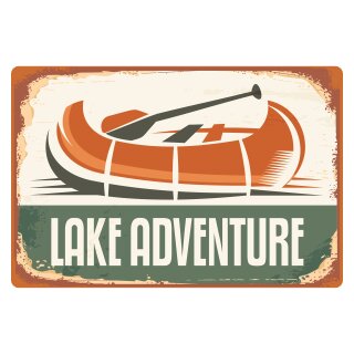 Blechschild "Lake Adventure" 40 x 30 cm Dekoschild Kanu
