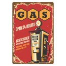 Blechschild "Gas open 24 hours next service" 30...