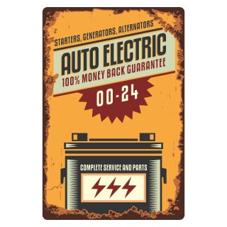 Blechschild "Auto Electric 00-24" 30 x 40 cm Dekoschild KFZ Elektrik
