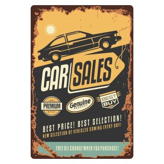 Blechschild "Car Sales best price" 30 x 40 cm Dekoschild Autohandel