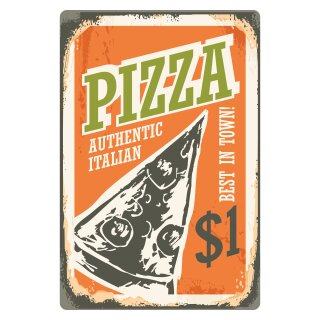 Blechschild "Pizza Authentic Italian" 30 x 40 cm Dekoschild Pizzeria