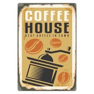 Blechschild "Coffee House Best in Town" 30 x 40 cm Dekoschild Kaffee