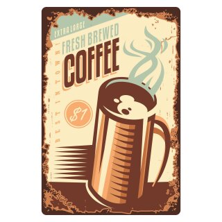 Blechschild "Extra Large Fresh brewed Coffee" 30 x 40 cm Dekoschild Kaffee