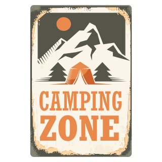 Blechschild "Camping Zone" 30 x 40 cm Dekoschild Campingplatz