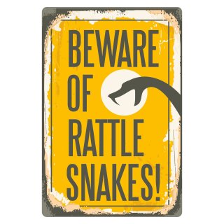 Blechschild "Beware snakes" 30 x 40 cm Dekoschild Schlange