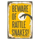 Blechschild "Beware snakes" 30 x 40 cm...