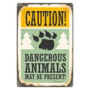 Blechschild "Caution! Dangerous Animals" 30 x...