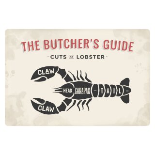 Blechschild "Cuts of Lobster" 40 x 30 cm Dekoschild Hummer