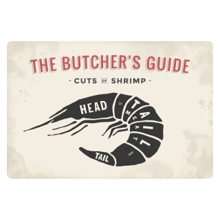 Blechschild "Cuts of Shrimp" 40 x 30 cm Dekoschild Garnele