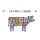 Blechschild "Cut of meat Beef, farbig" 40 x 30 cm Dekoschild Rindfleisch