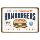 Blechschild "Hamburgers Best in town" 40 x 30...
