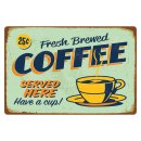 Blechschild "Fresh Brewed Coffee" 40 x 30 cm...