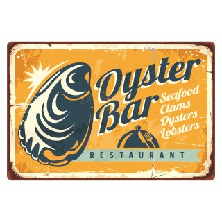Blechschild "Oyster Bar Seafood Restaurant" 40 x 30 cm Dekoschild Fischgaststätte