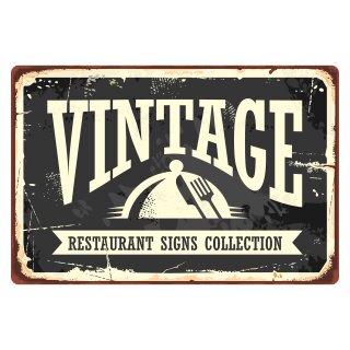 Blechschild "Vintage Restaurant Signs Collection" 40 x 30 cm Dekoschild Gaststätten