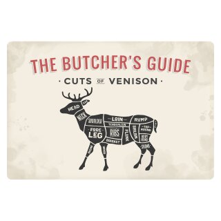Blechschild "Cuts of Venison" 40 x 30 cm Dekoschild Hirschbraten