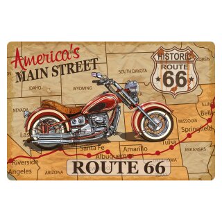 Blechschild "Americas Main Street Route 66" 40 x 30 cm Dekoschild Amerika