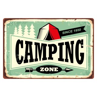 Blechschild "Camping Zone" 40 x 30 cm Dekoschild Zelten