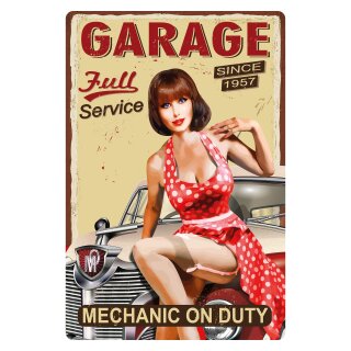 Blechschild "Garage Full Service" 30 x 40 cm Pinup Schild Autowerkstatt