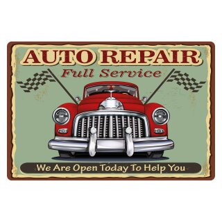 Blechschild "Auto Repair Full Service Open Today" 40 x 30 cm Dekoschild KFZ Service