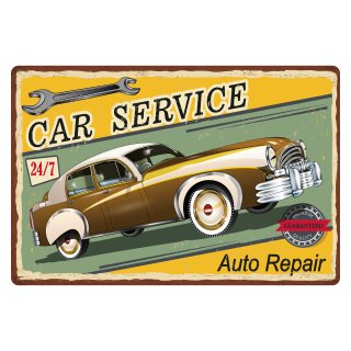 Blechschild "Car Service 24/7 Auto Repair" 40 x 30 cm Dekoschild Werkstatt