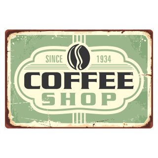 Blechschild "Coffee Shop - grün" 40 x 30 cm Dekoschild Kaffee Shop