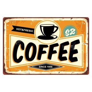 Blechschild "Coffee Hot & Fresh" 40 x 30 cm Dekoschild Kaffee