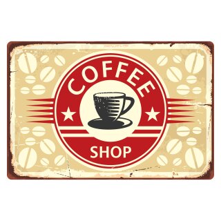 Blechschild "Coffee Shop - Bohnen" 40 x 30 cm Dekoschild Kaffee Shop