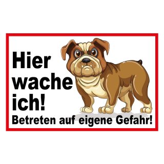 Blechschild "Hier wache ich" 40 x 30 cm Dekoschild Achtung Hund