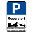 Blechschild "Parkplatzschild P reserviert" 30 x...