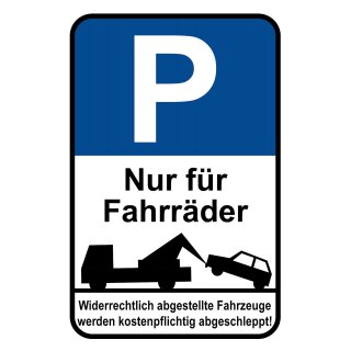 Blechschild "Parkplatzschild nur Fahrräder" 30 x 40 cm Dekoschild Fahrradstellplatz