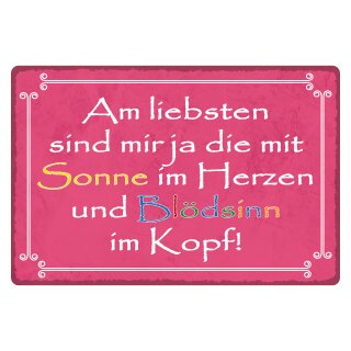 Blechschild "Am liebsten sind die mit Sonne" 40 x 30 cm Dekoschild Sonne im Herz