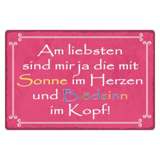 Blechschild "Am liebsten sind die mit Sonne" 40 x 30 cm Dekoschild Sonne im Herz