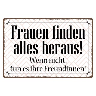 Blechschild "Frauen finden alles heraus" 40 x 30 cm Dekoschild Beziehungsspruch