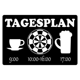 Blechschild "Tagesplan Tasse Dart Bier" 40 x 30 cm Dekoschild Tagesplan lustig