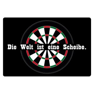 Blechschild "Die Welt ist eine Scheibe" 40 x 30 cm Dekoschild Dart Spiel