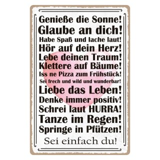 Blechschild "Genieße die Sonne sei einfach du" 30 x 40 cm Dekoschild Lebensweisheit