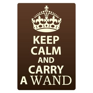 Blechschild "Keep Calm and carry a wand" 30 x 40 cm Dekoschild Lebensmotto