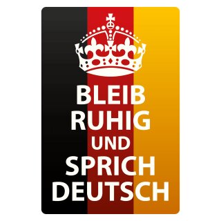 Blechschild "Bleib ruhig und sprich deutsch" 30 x 40 cm Dekoschild Spruch des Tages