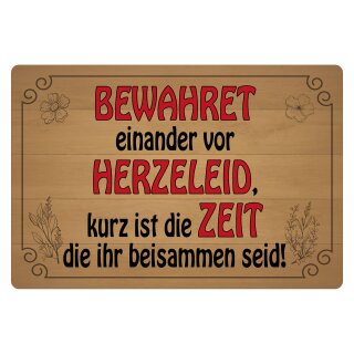 Blechschild "Bewahret einander vor Herzeleid" 40 x 30 cm Dekoschild Sinnspruch