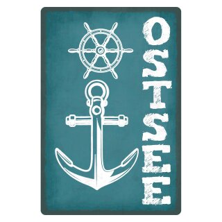 Blechschild "Ostsee Steuerrad Anker" 30 x 40 cm Dekoschild Schiffsymbole
