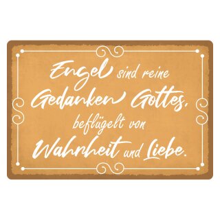 Blechschild "Engel sind Gedanken Gottes" 40 x 30 cm Dekoschild Religiöser Spruch