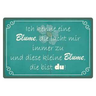 Blechschild "Ich kenne eine Blume die bist du" 40 x 30 cm Dekoschild Spruch Blume