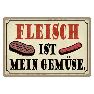 Blechschild "Fleisch ist mein Gemüse" 40 x 30 cm Dekoschild Küchenspruch