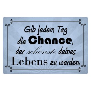 Blechschild "Gib jedem Tag die Chance" 40 x 30 cm Dekoschild Lebensmotto